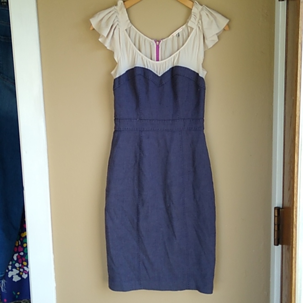 Rebecca Taylor Silk, sweetheart midi two toned Y2K Style dress size 0.